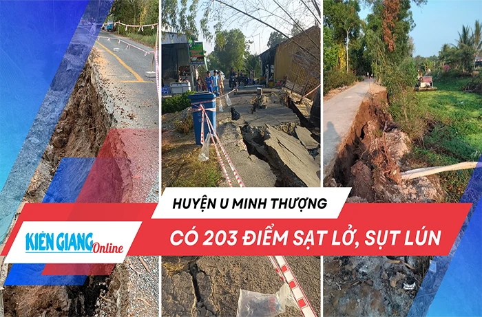 Huyện U Minh Thượng có 203 điểm sạt lở, sụt lún